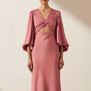 Shona Joy Luxe Twist Front Balloon Sleeve Midi Dress - NWT (Never worn!)